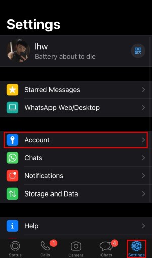 WhatsApp-kontoindstillinger