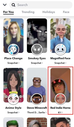 Snapchat filtre