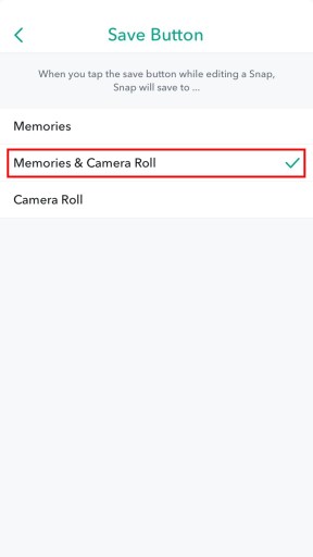 Snapchat-minder og kamerarulle