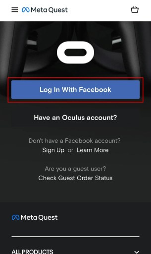 Log ind på Oculus