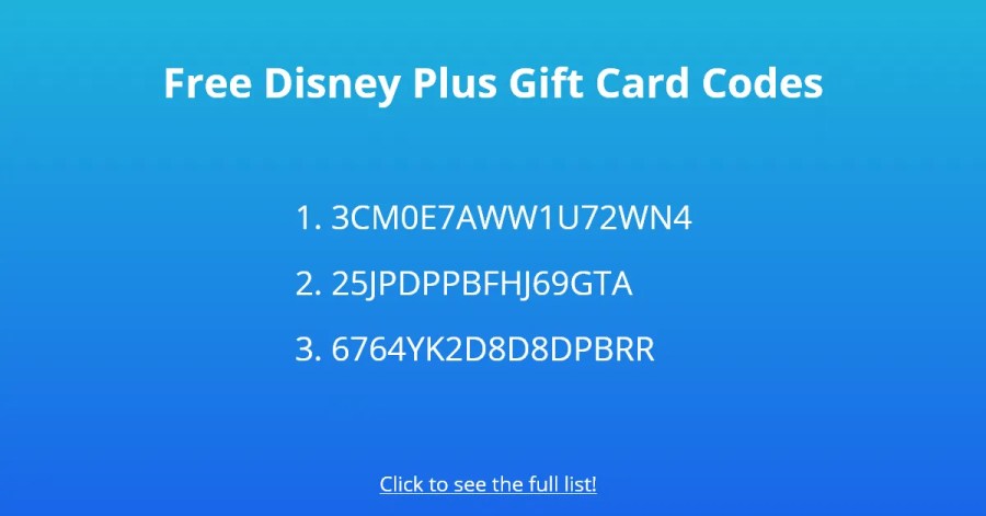 Gratis Disney Plus-gavekortkoder