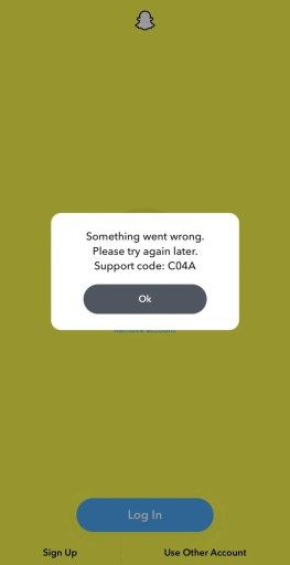 Supportkode C04A på Snapchat