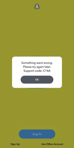 Supportkode C14A på Snapchat