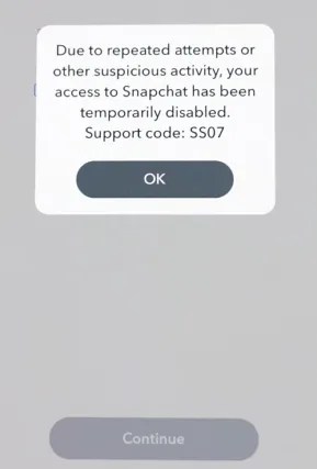 Supportkode SS07 på Snapchat