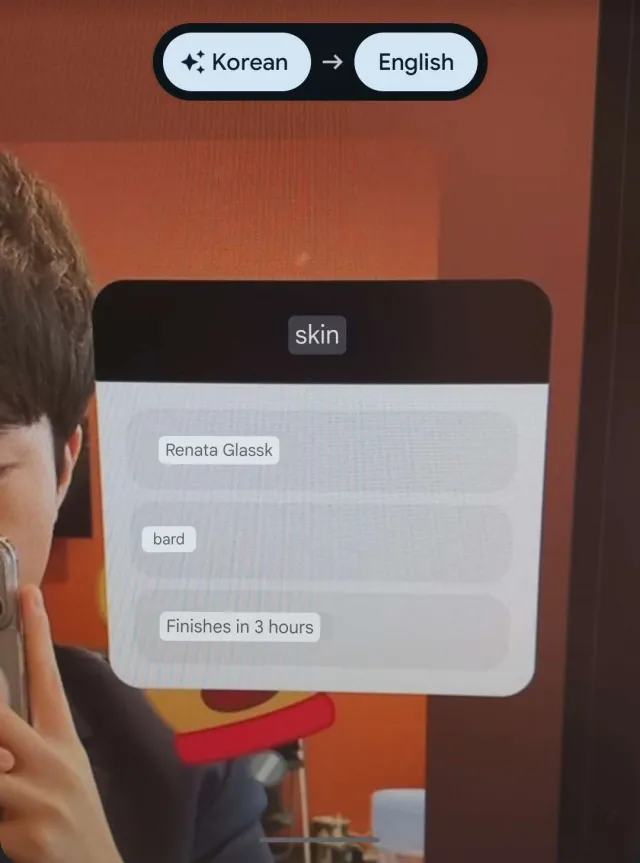 Kerias stemmeafstemning for Worlds skin oversat med Google Lens