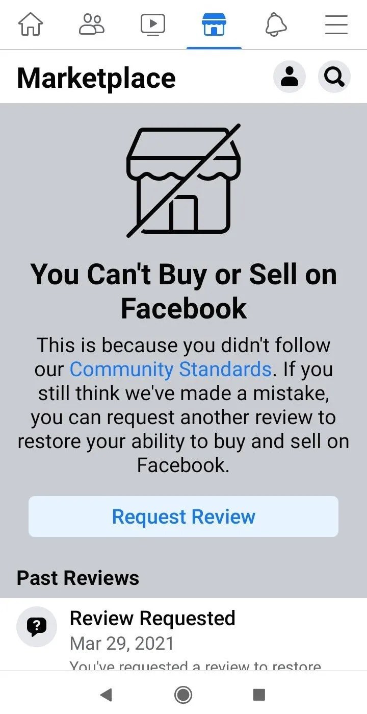 Forbud på Facebook Marketplace